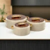 Hot Pot Plastic, Set of 3 Pieces, Beige & Gold, 2000ML + 4000ML + 6500ML