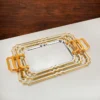 3 Pieces Serving Tray Set Silver & Gold