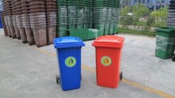240 Liters Mobile Trash Bin with Cover and Wheels Assorted Colors