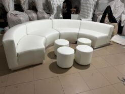 Round white white ottomans